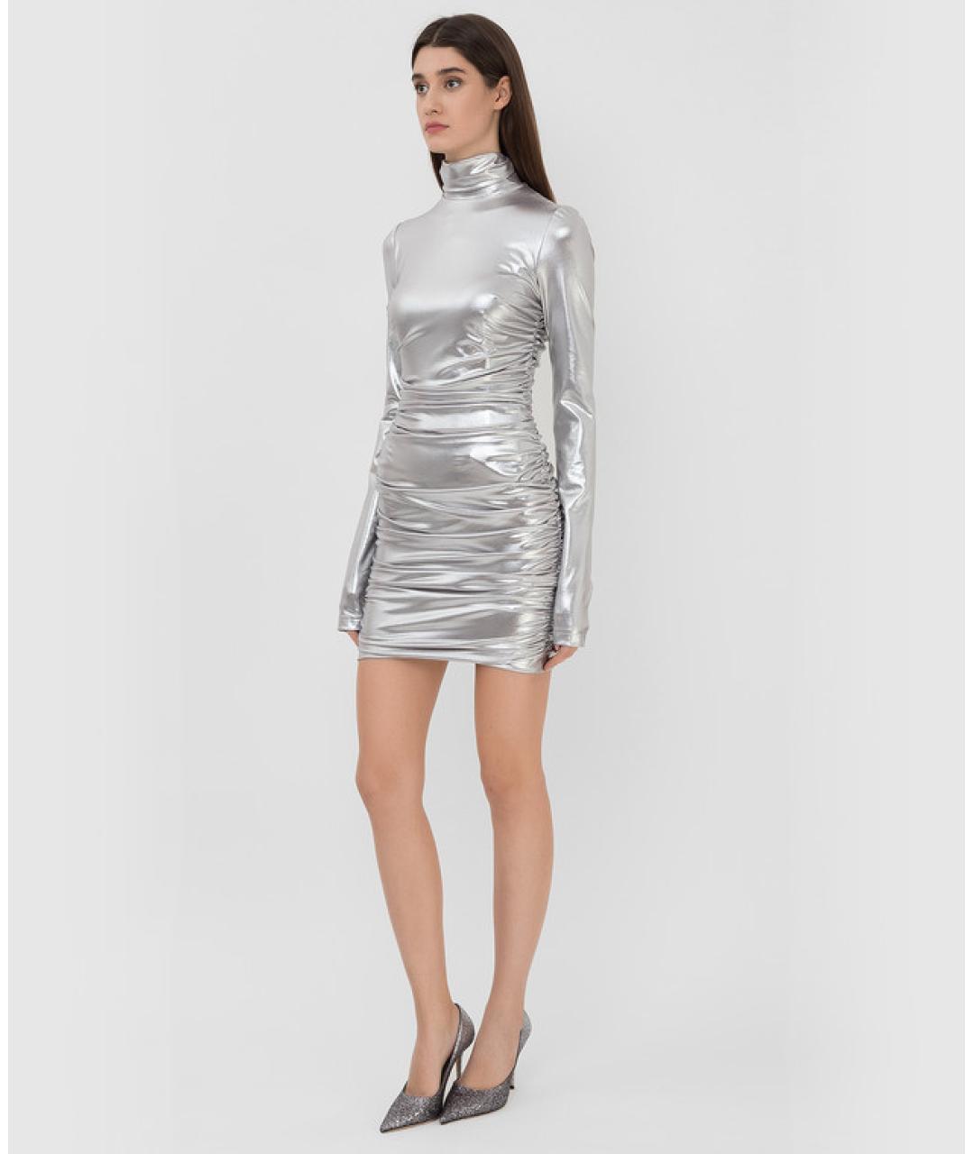 DOLCE&GABBANA Серебряное полиэстеровое коктейльное платье, фото 6