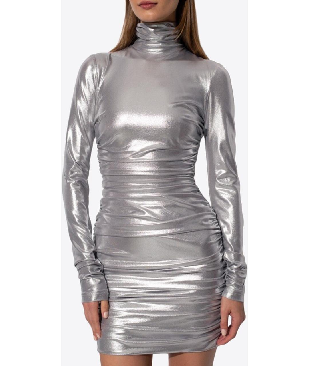 DOLCE&GABBANA Серебряное полиэстеровое коктейльное платье, фото 3