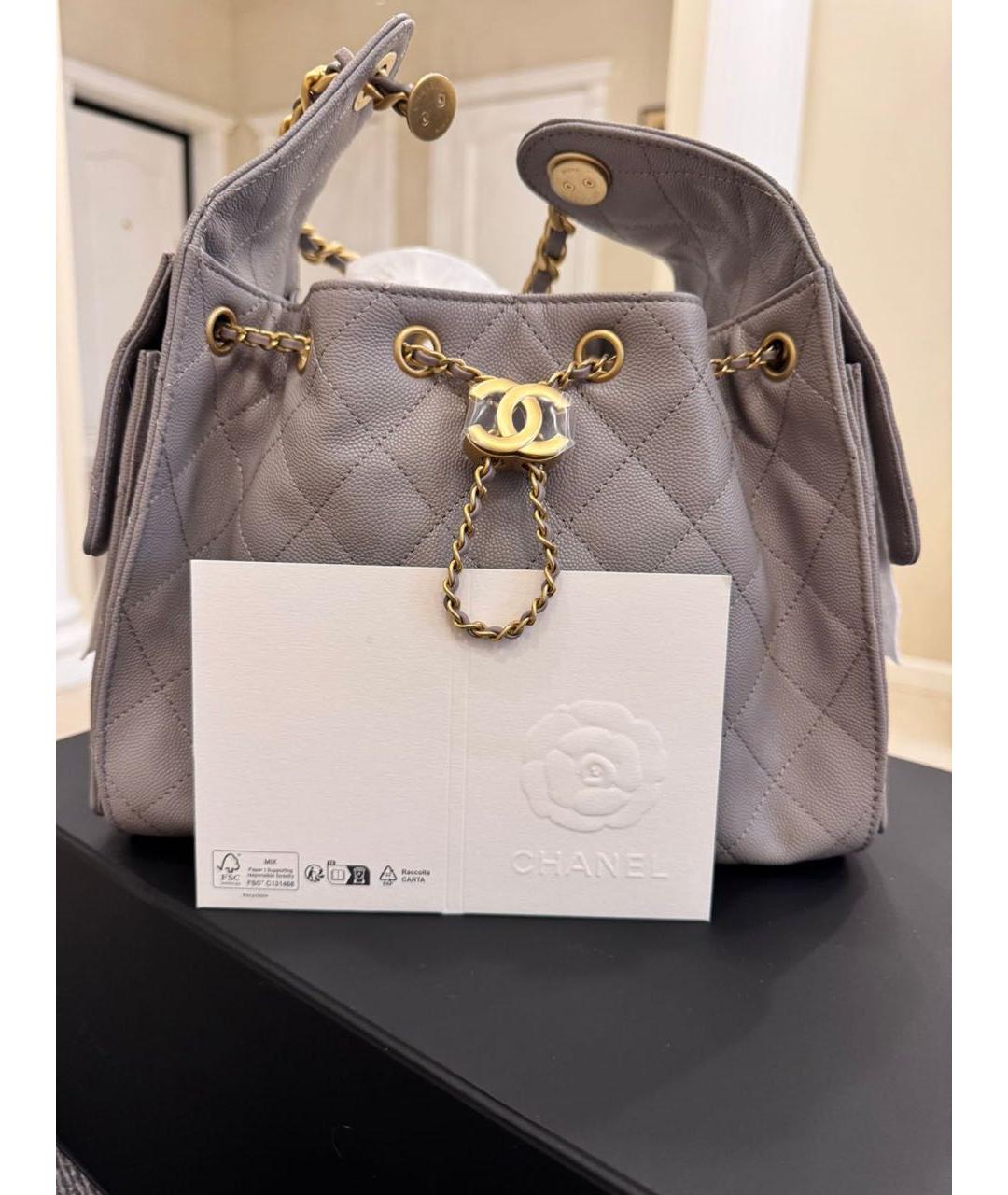 CHANEL Серая кожаная сумка через плечо, фото 2