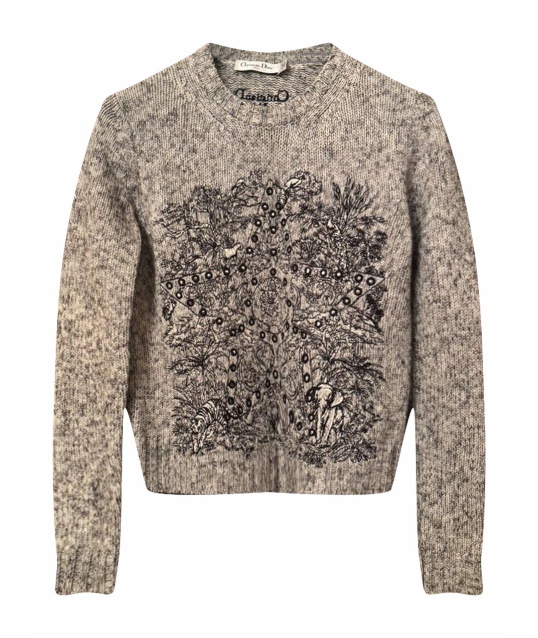 CHRISTIAN DIOR Серый шерстяной джемпер / свитер, фото 1