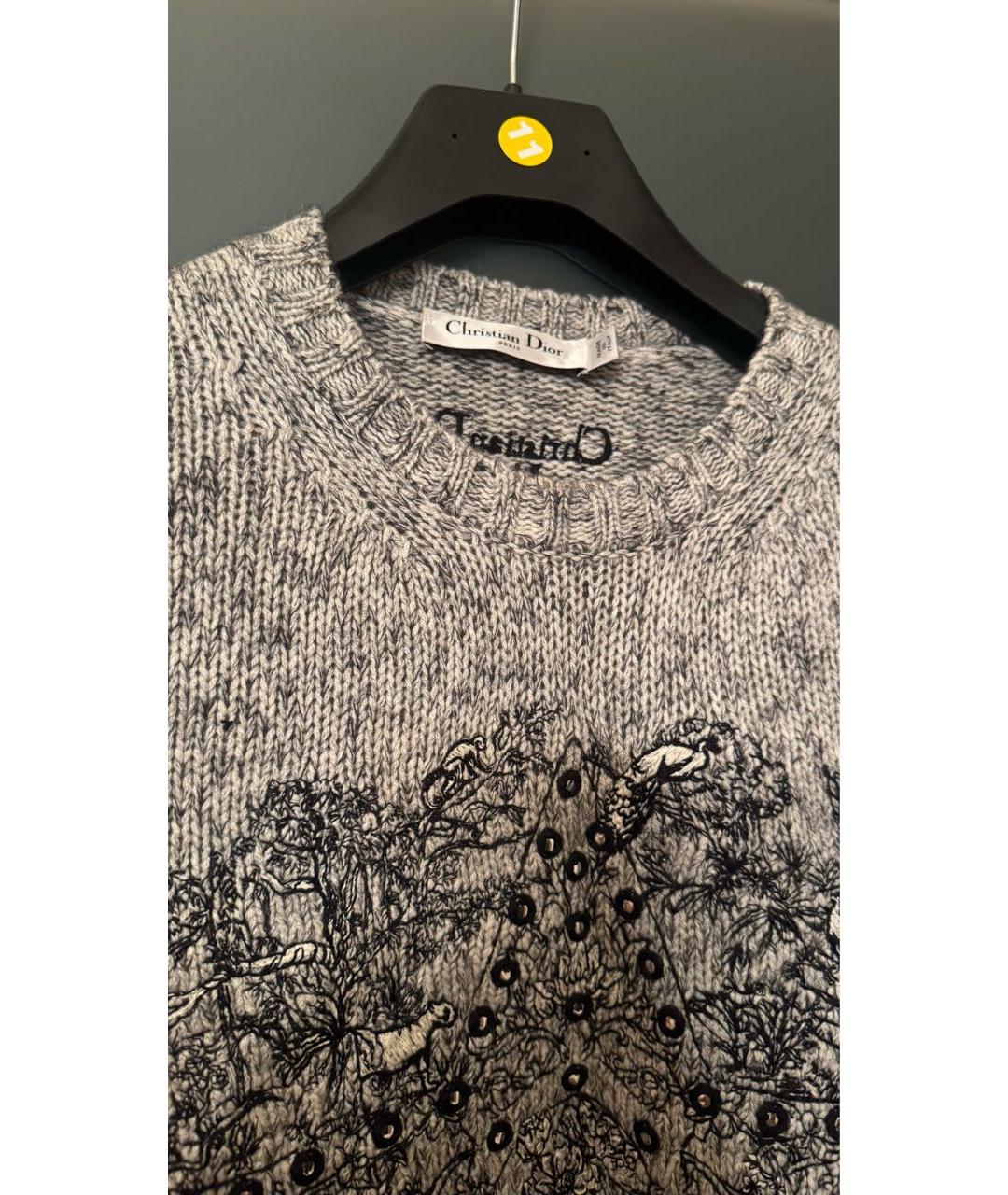 CHRISTIAN DIOR Серый шерстяной джемпер / свитер, фото 3