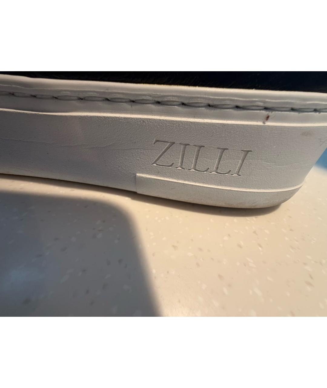 ZILLI Темно-синие кожаные низкие кроссовки / кеды, фото 5