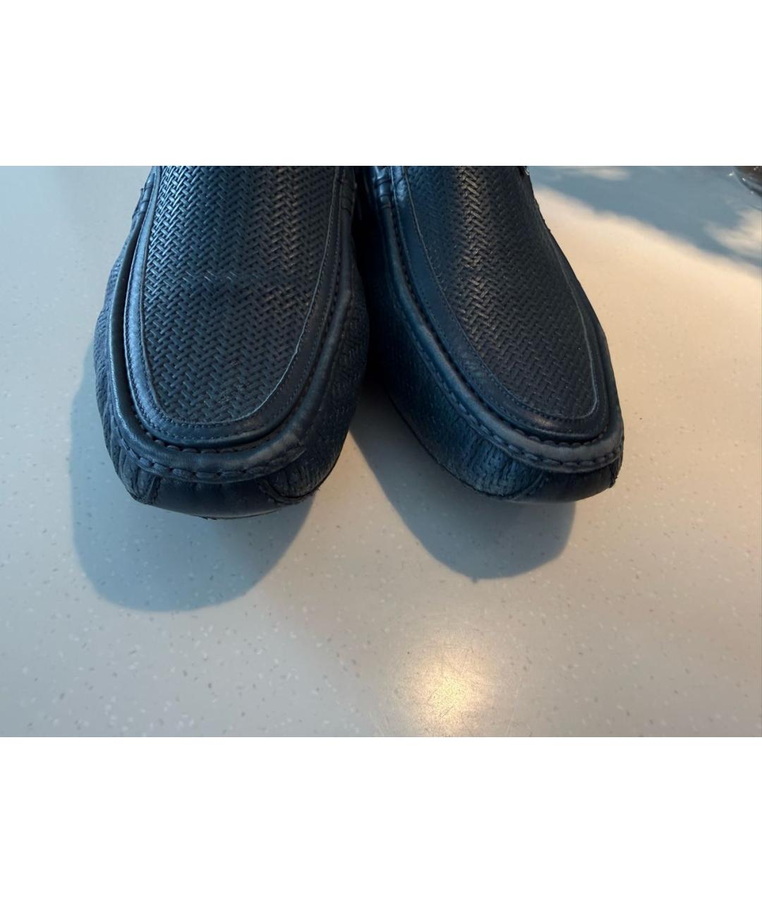 ZILLI Темно-синие кожаные мокасины, фото 4