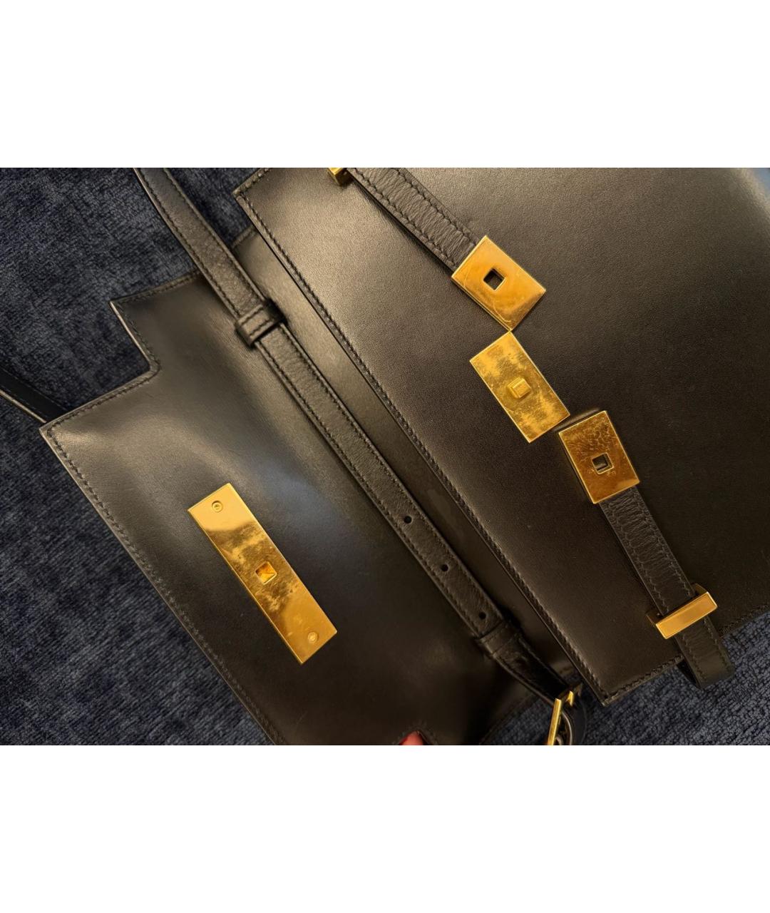 SAINT LAURENT Черная кожаная сумка через плечо, фото 2