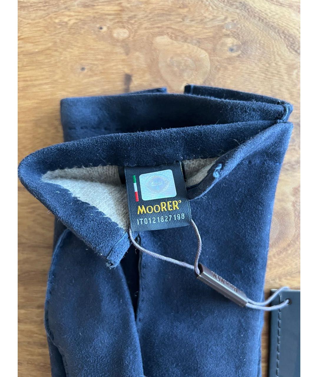 MOORER Темно-синие кожаные перчатки, фото 3