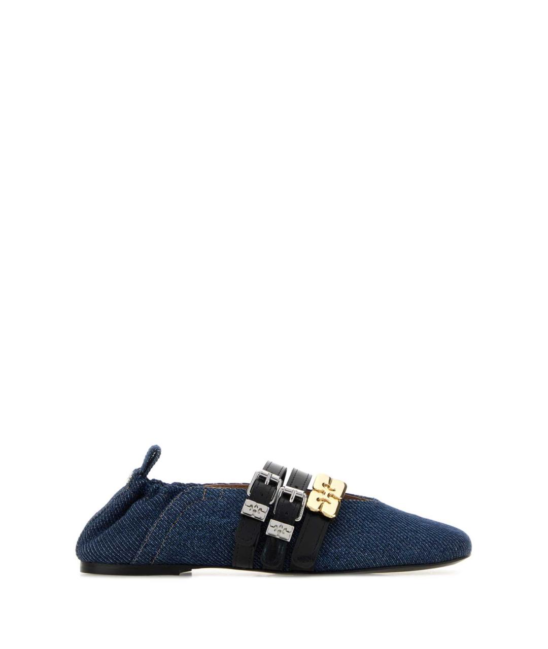 GANNI Темно-синие текстильные балетки, фото 1