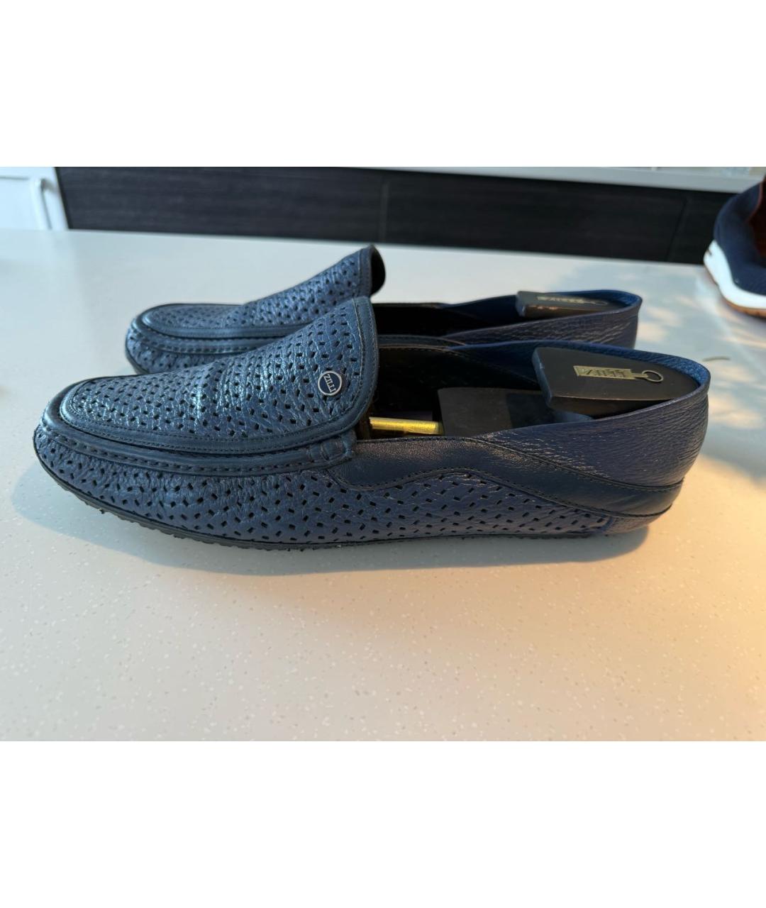 ZILLI Темно-синие кожаные лоферы, фото 9