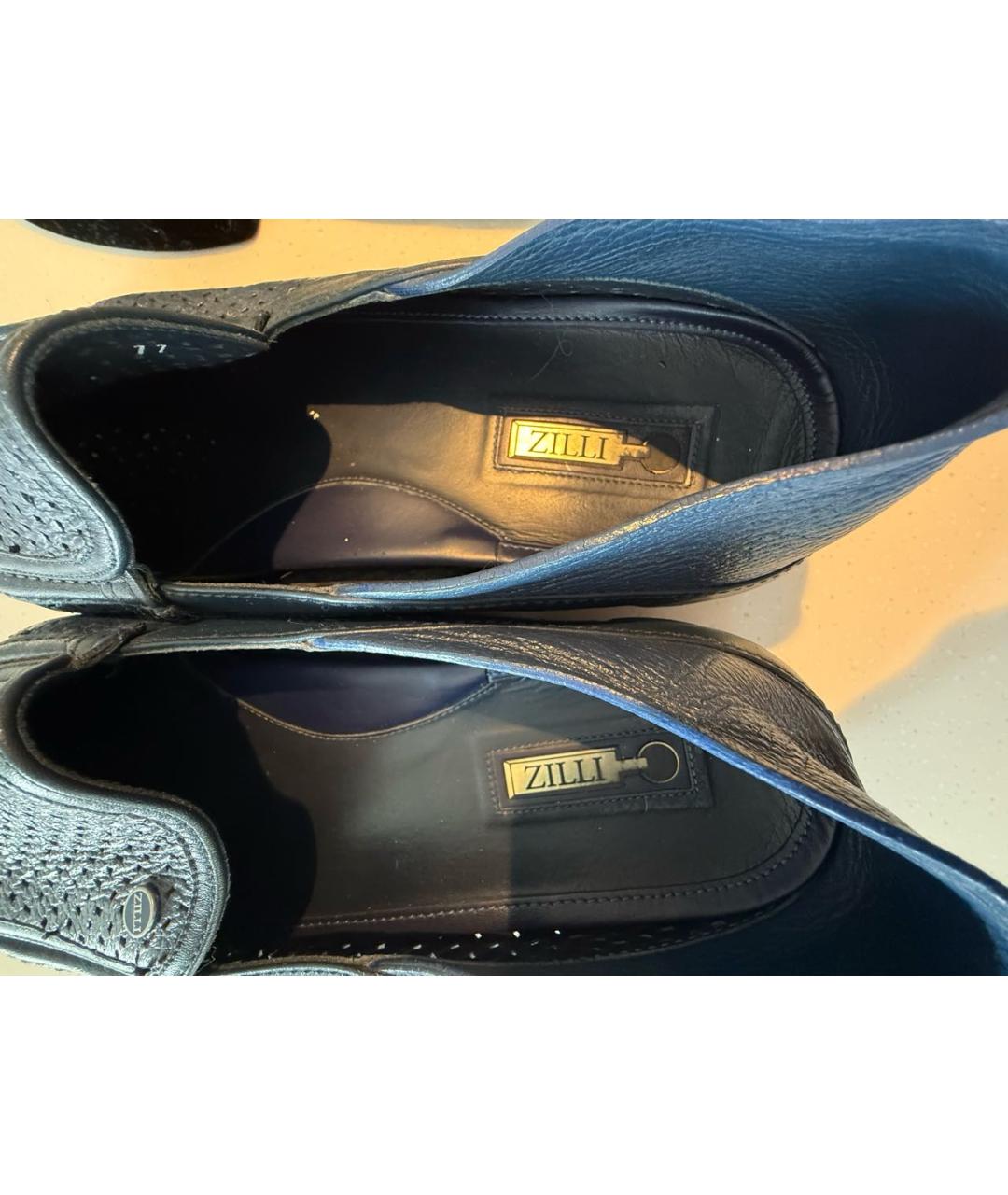 ZILLI Темно-синие кожаные лоферы, фото 7