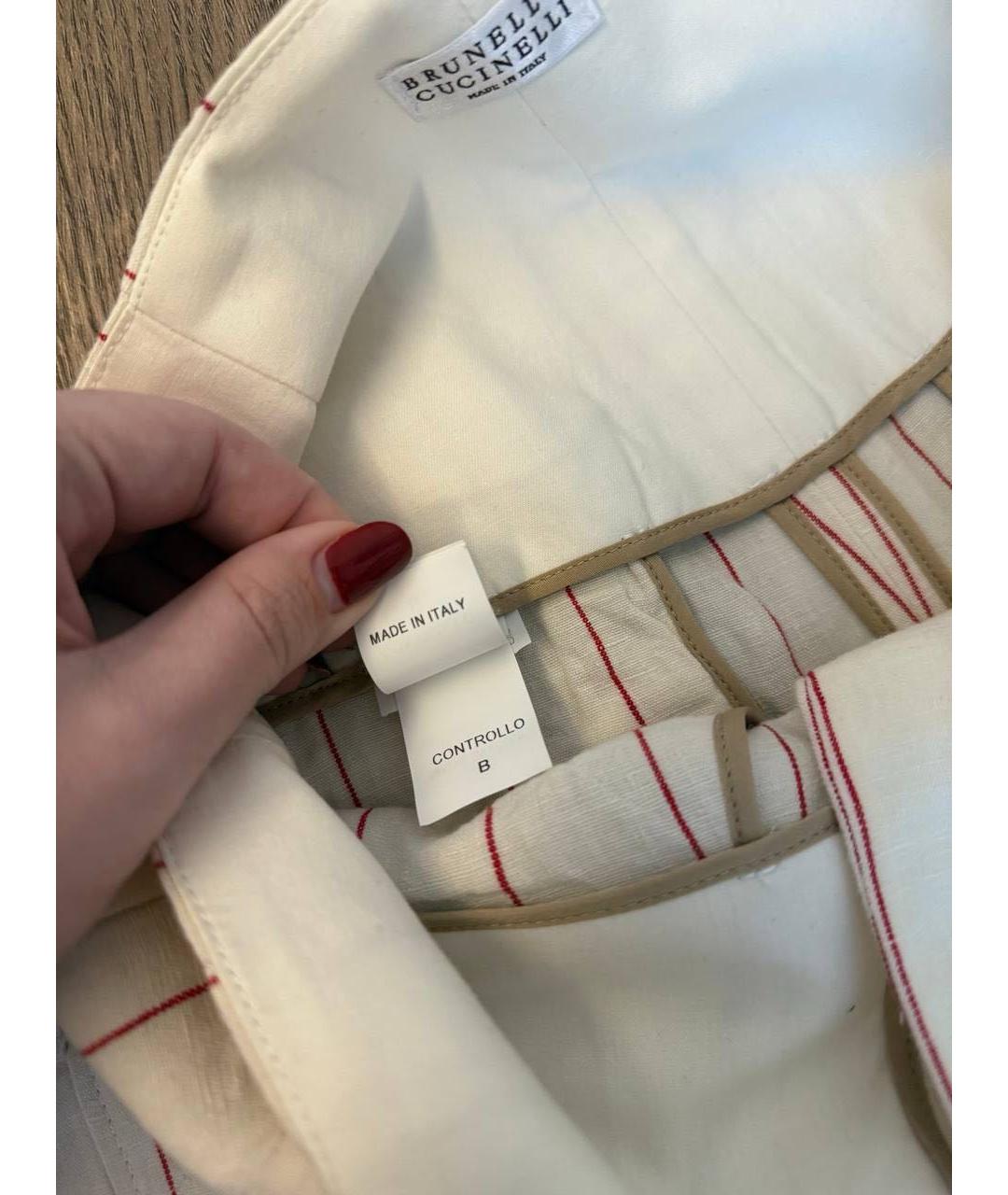 BRUNELLO CUCINELLI Бежевые льняные брюки широкие, фото 7