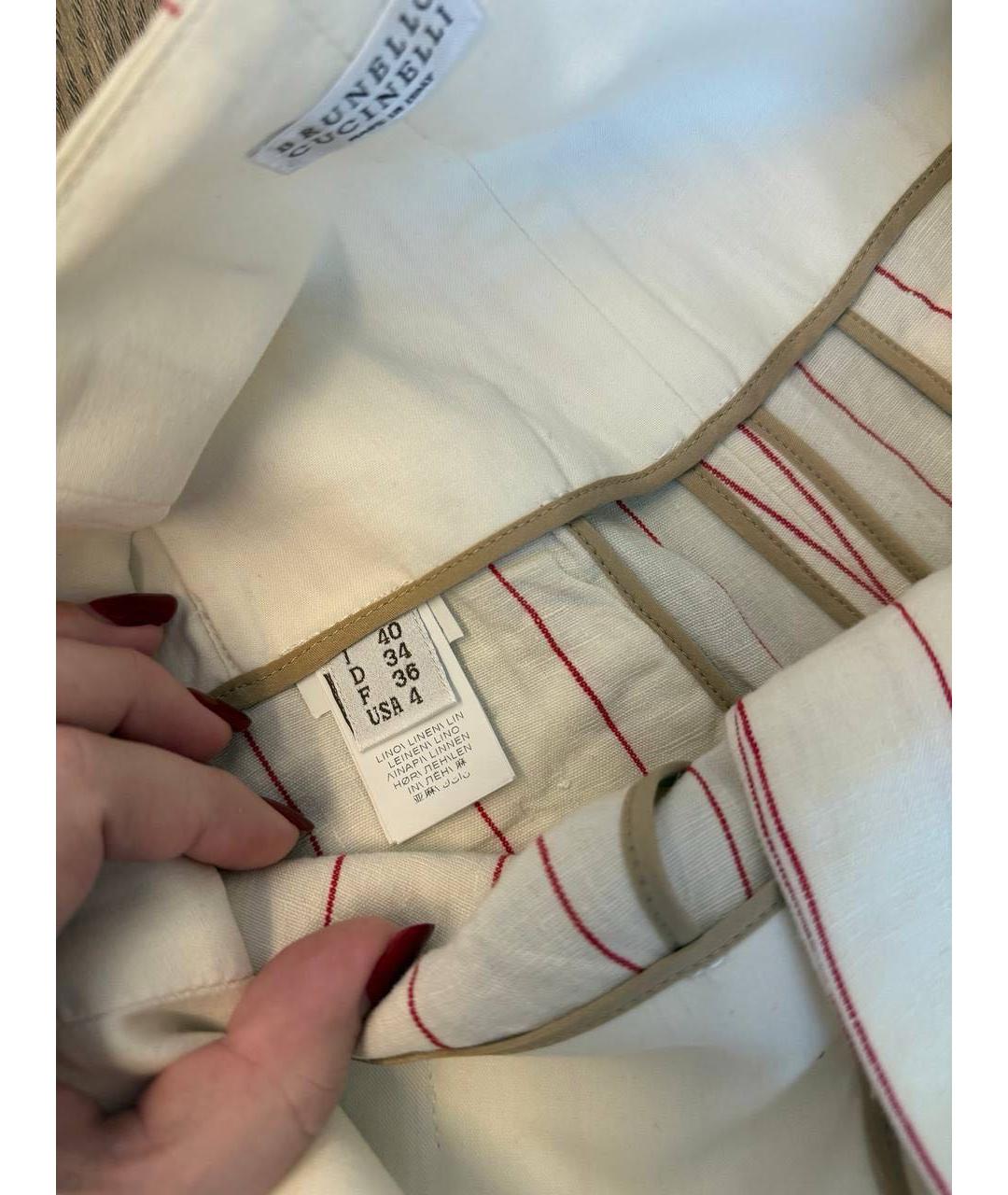 BRUNELLO CUCINELLI Бежевые льняные брюки широкие, фото 6