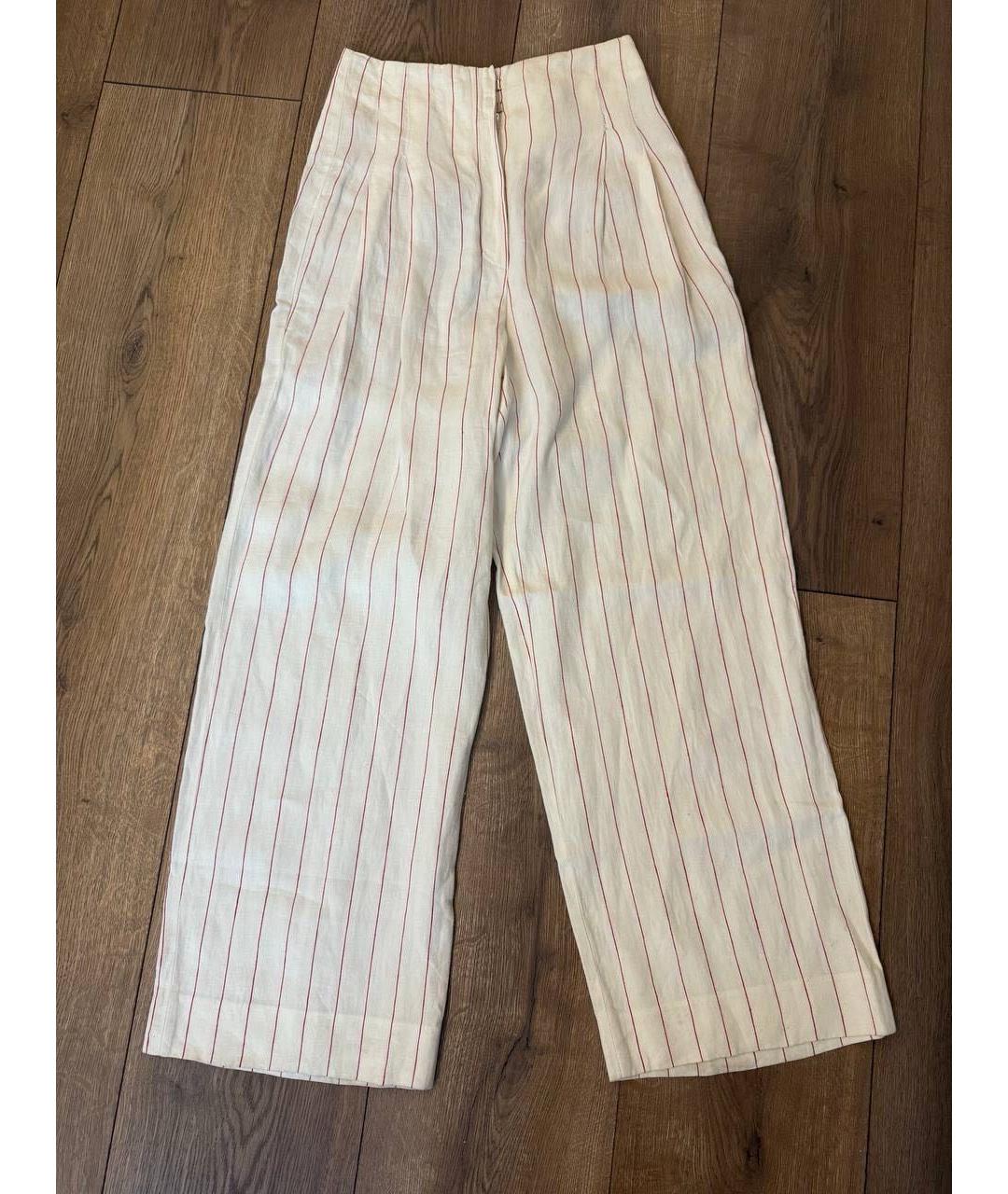 BRUNELLO CUCINELLI Бежевые льняные брюки широкие, фото 9