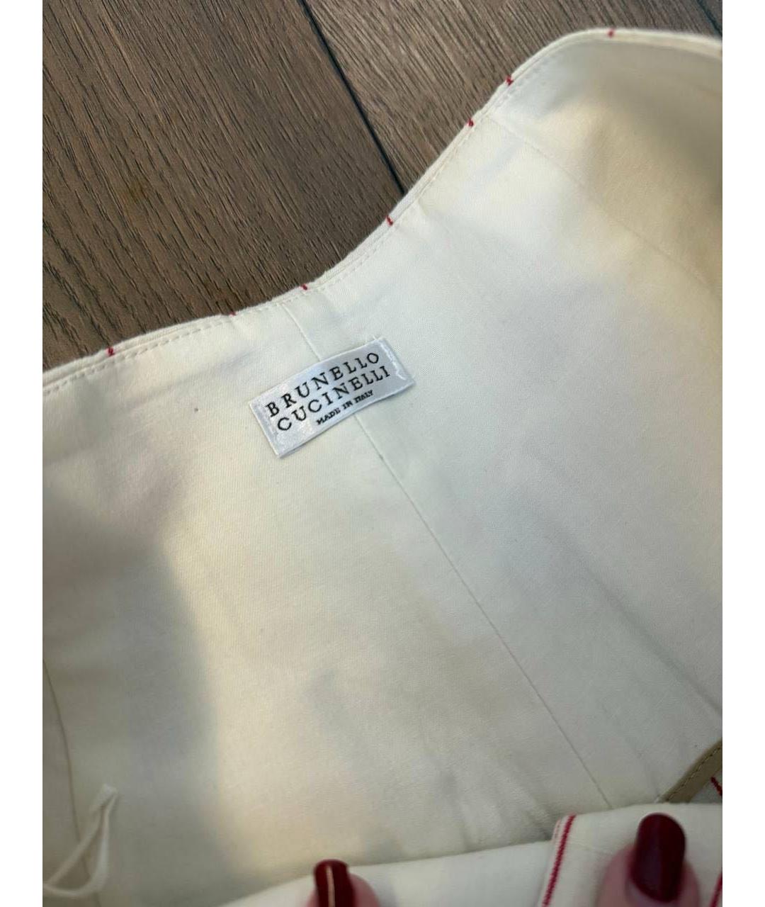 BRUNELLO CUCINELLI Бежевые льняные брюки широкие, фото 3