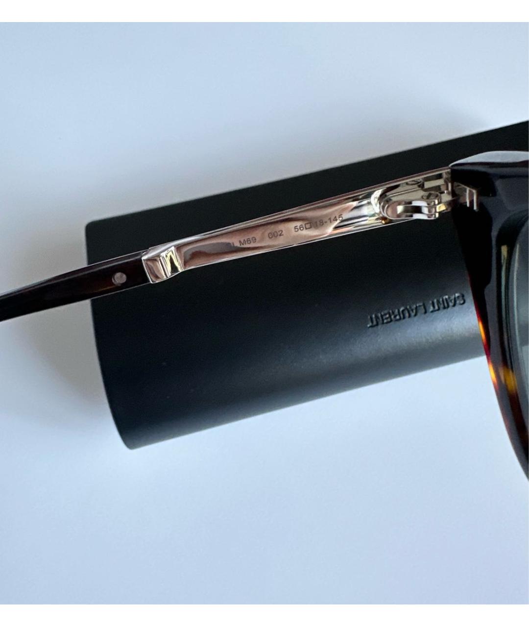 SAINT LAURENT Коричневые пластиковые солнцезащитные очки, фото 7