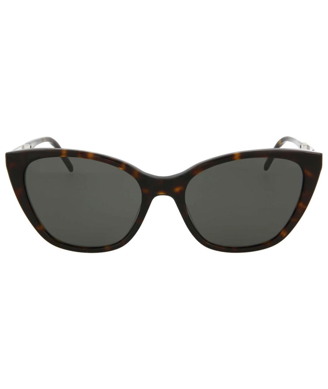 SAINT LAURENT Коричневые пластиковые солнцезащитные очки, фото 1