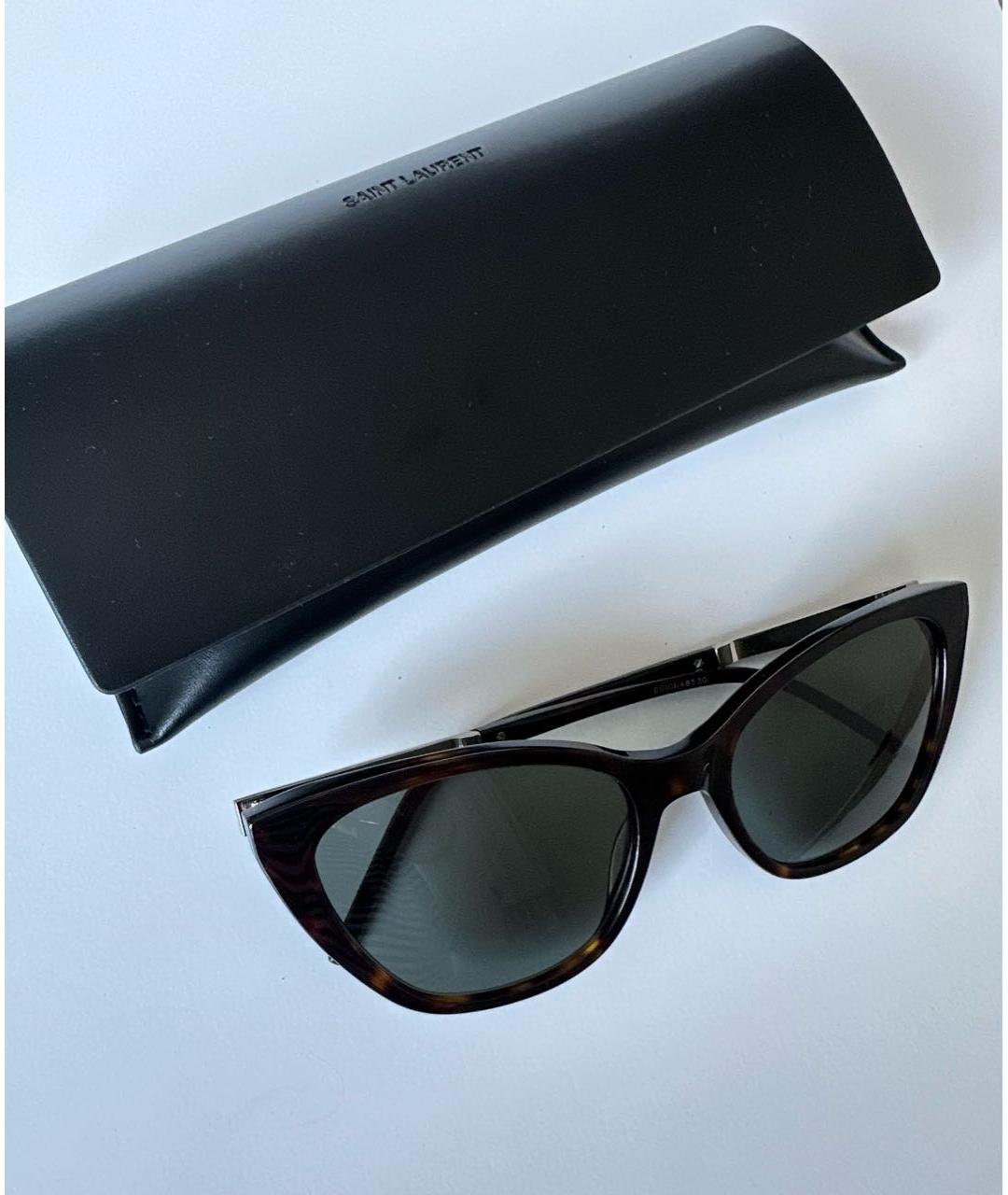 SAINT LAURENT Коричневые пластиковые солнцезащитные очки, фото 3