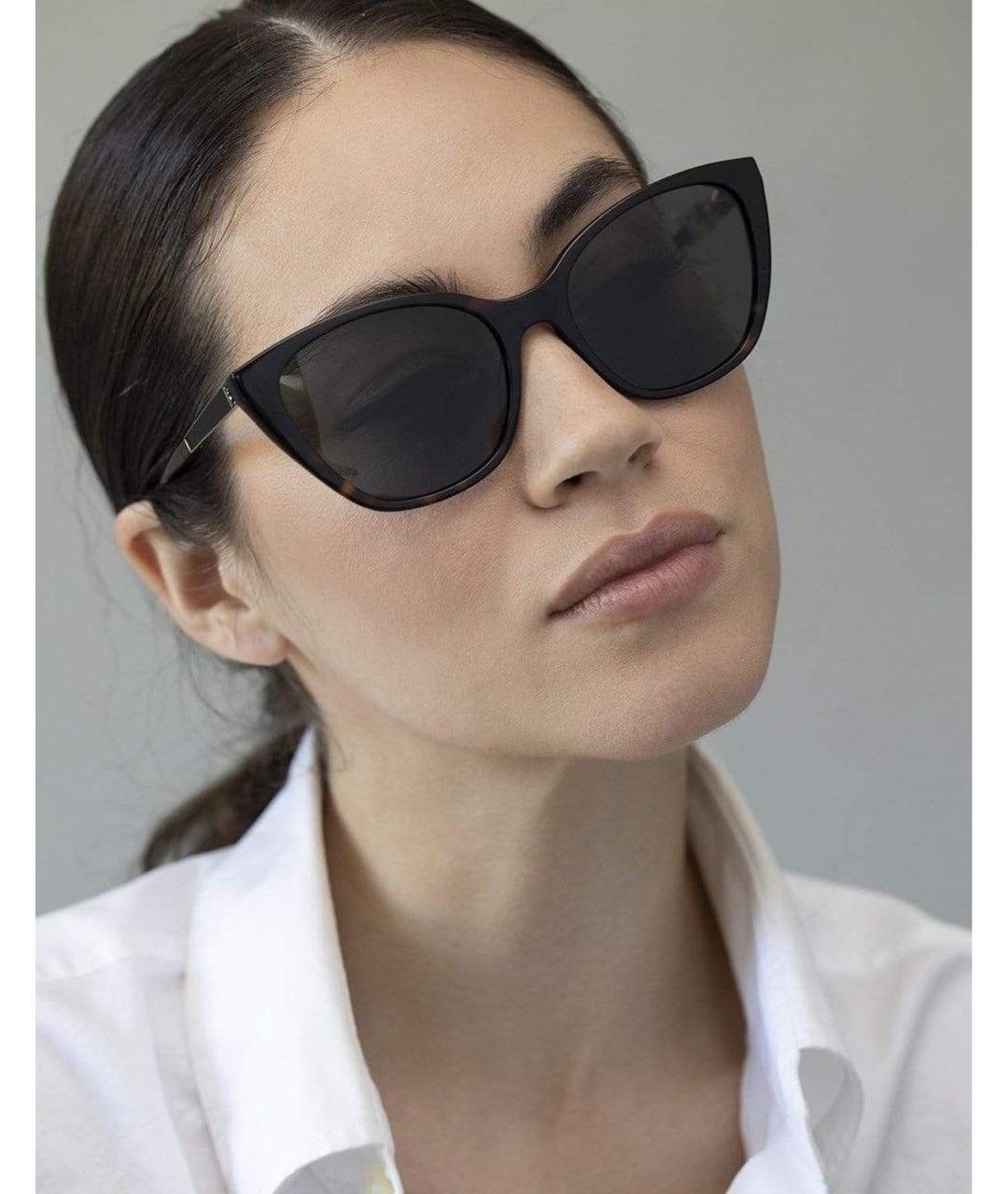 SAINT LAURENT Коричневые пластиковые солнцезащитные очки, фото 2