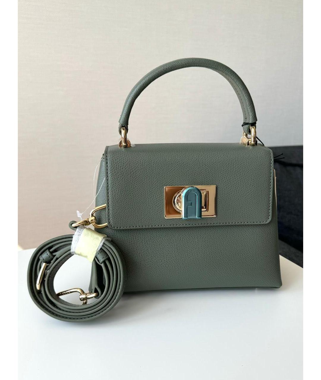 FURLA Зеленая кожаная сумка через плечо, фото 2