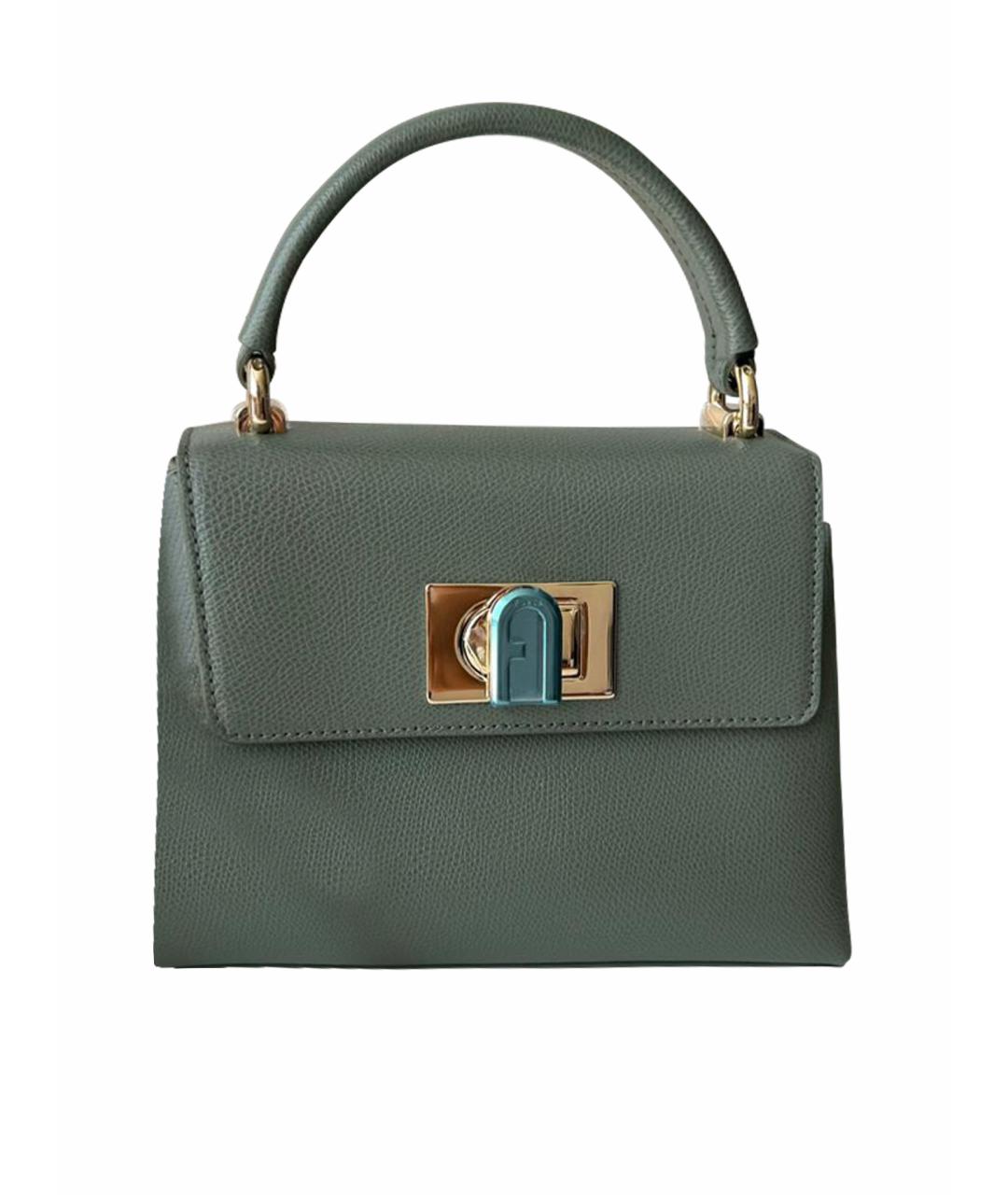 FURLA Зеленая кожаная сумка через плечо, фото 1