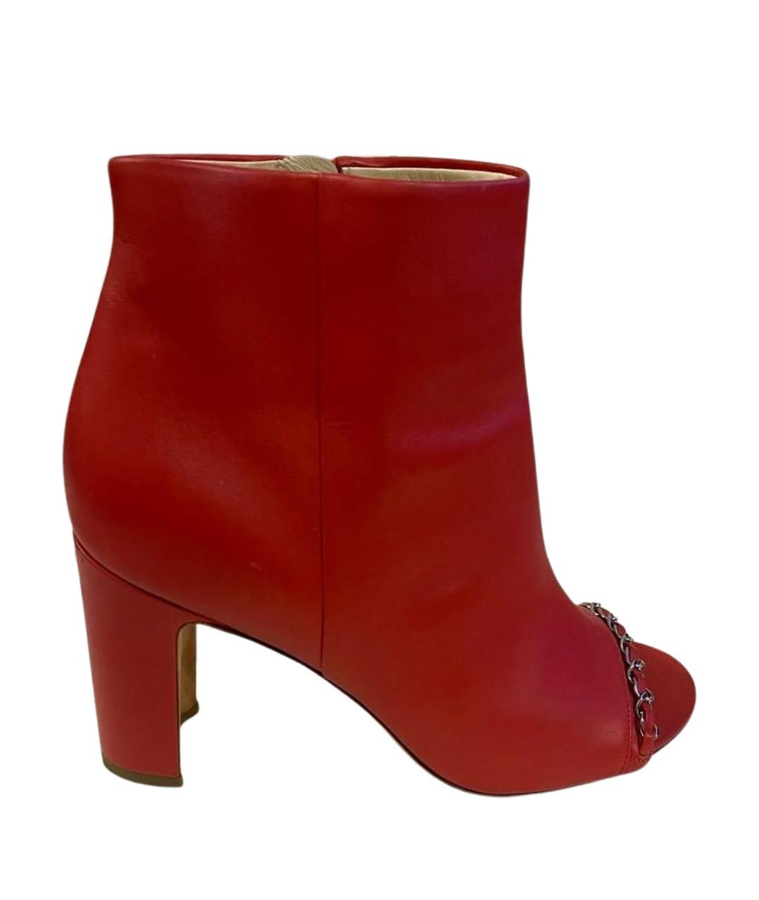 CHANEL Красные кожаные ботильоны, фото 1