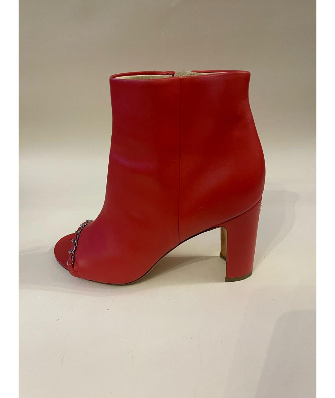 CHANEL Красные кожаные ботильоны, фото 9