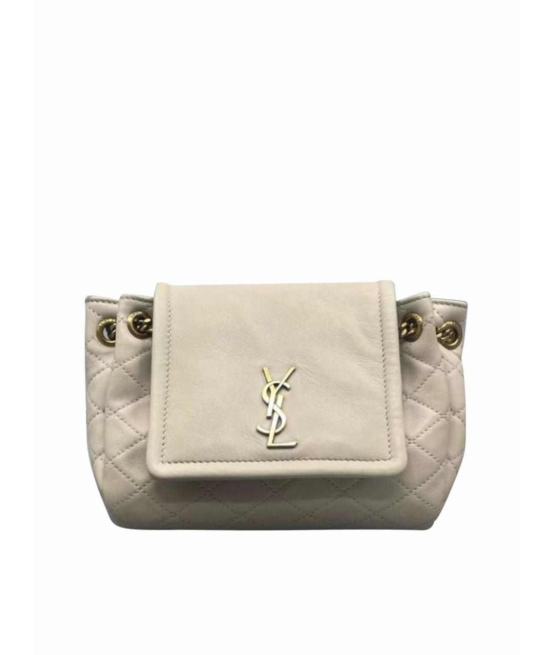 SAINT LAURENT Бежевая кожаная сумка через плечо, фото 1