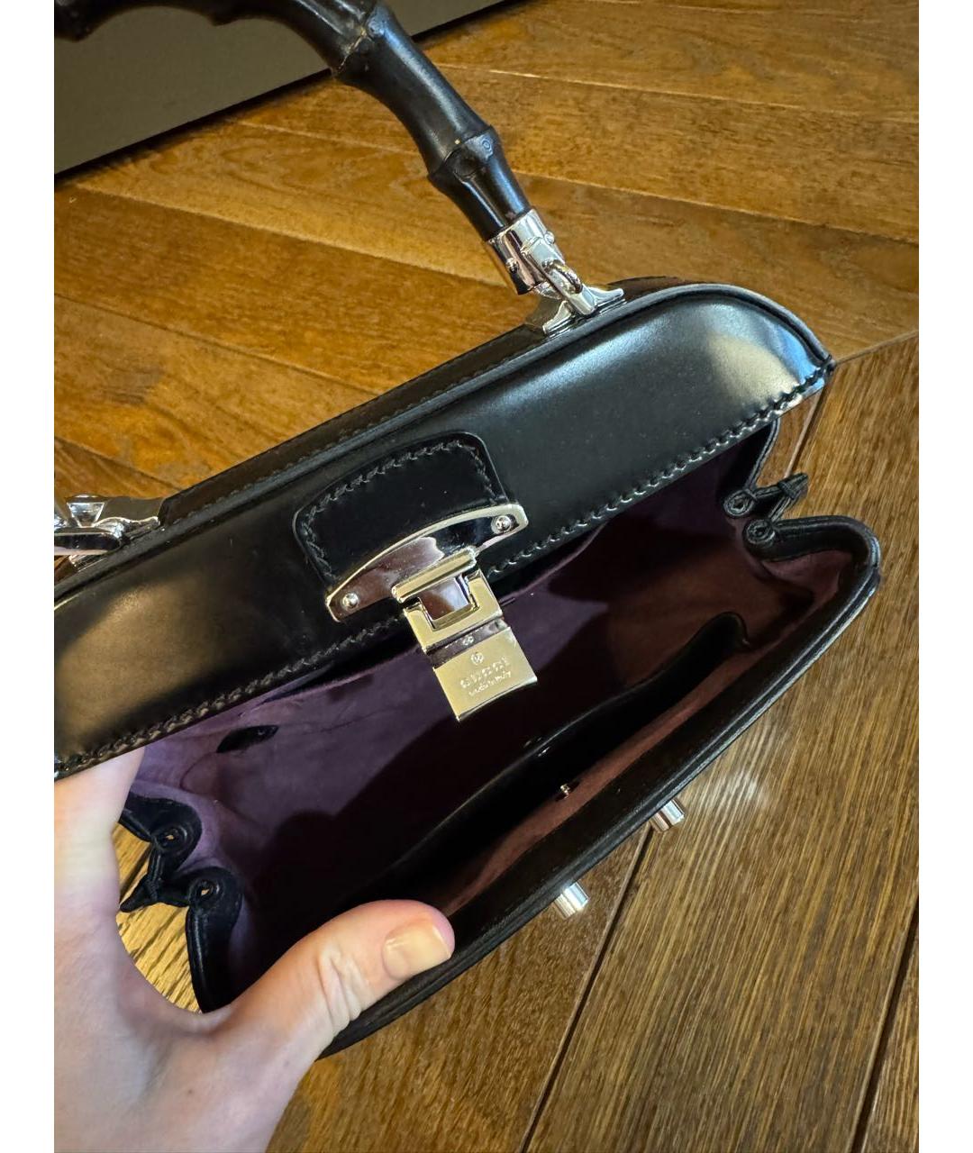 GUCCI Черная кожаная сумка с короткими ручками, фото 4