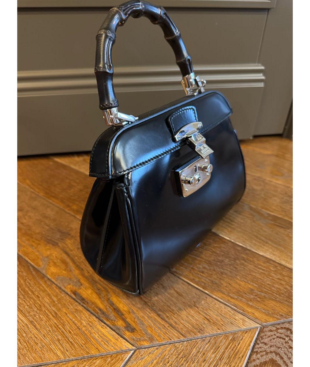 GUCCI Черная кожаная сумка с короткими ручками, фото 2