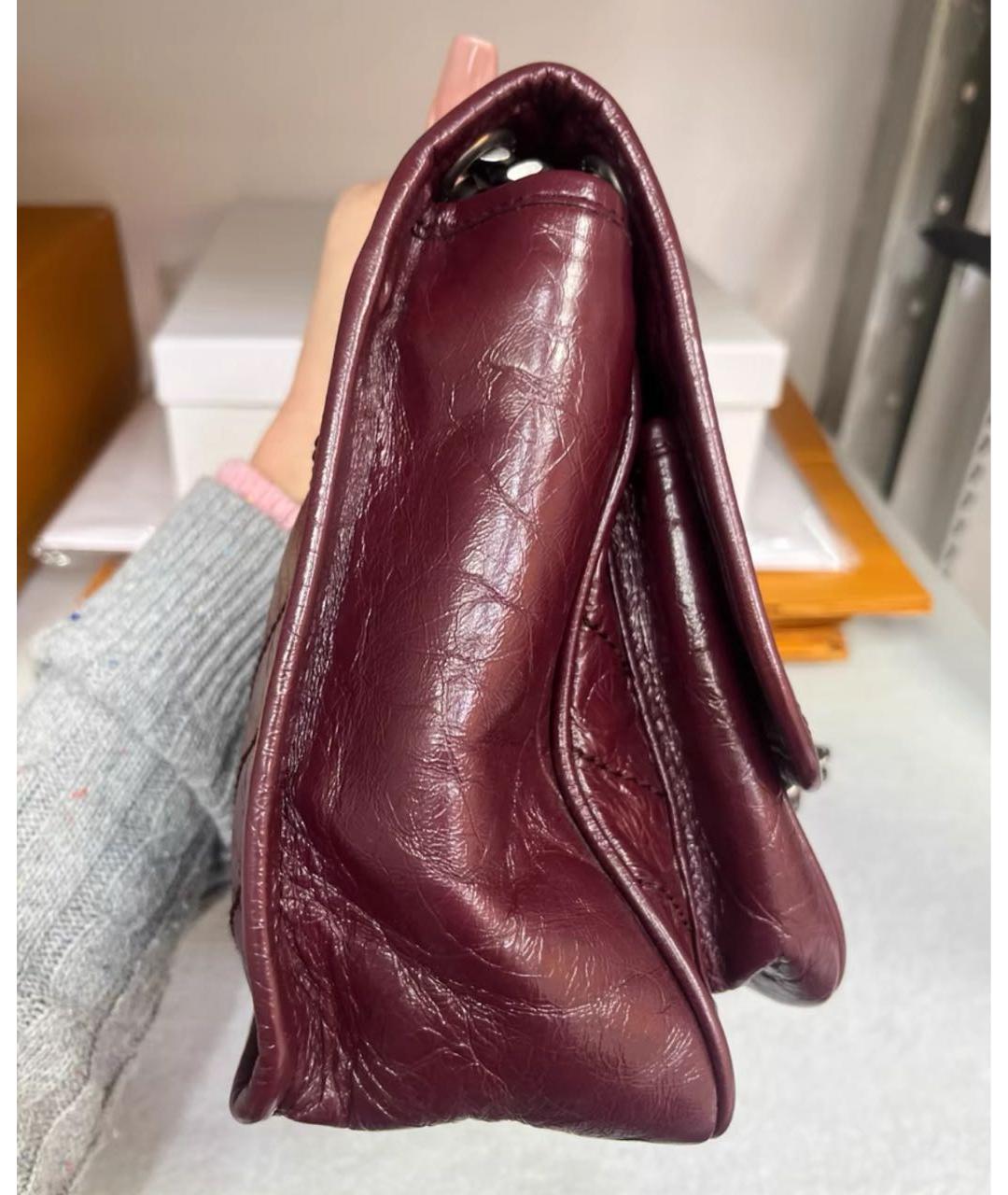 SAINT LAURENT Бордовая кожаная сумка через плечо, фото 4