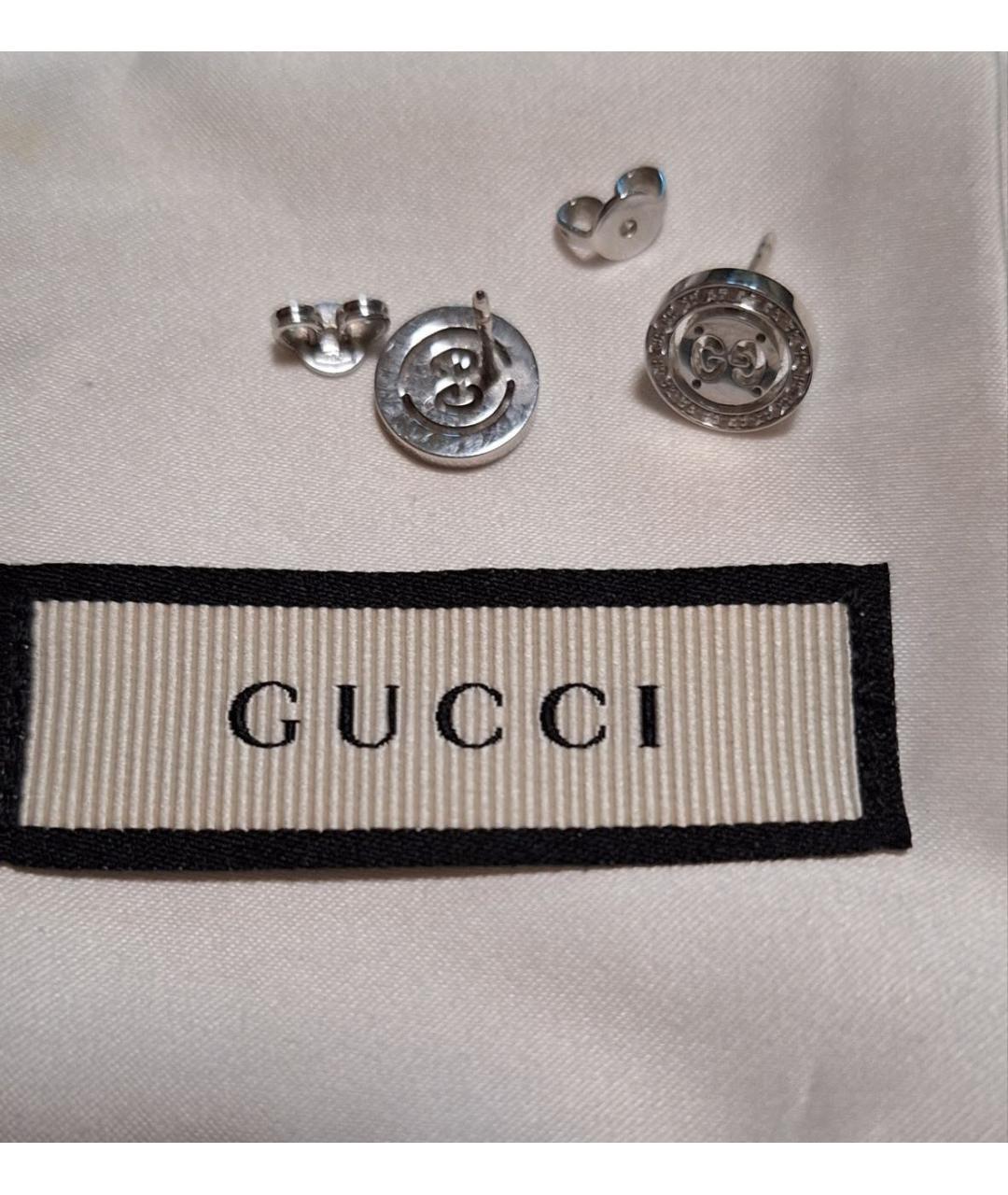 GUCCI Серебряные серьги из белого золота, фото 2