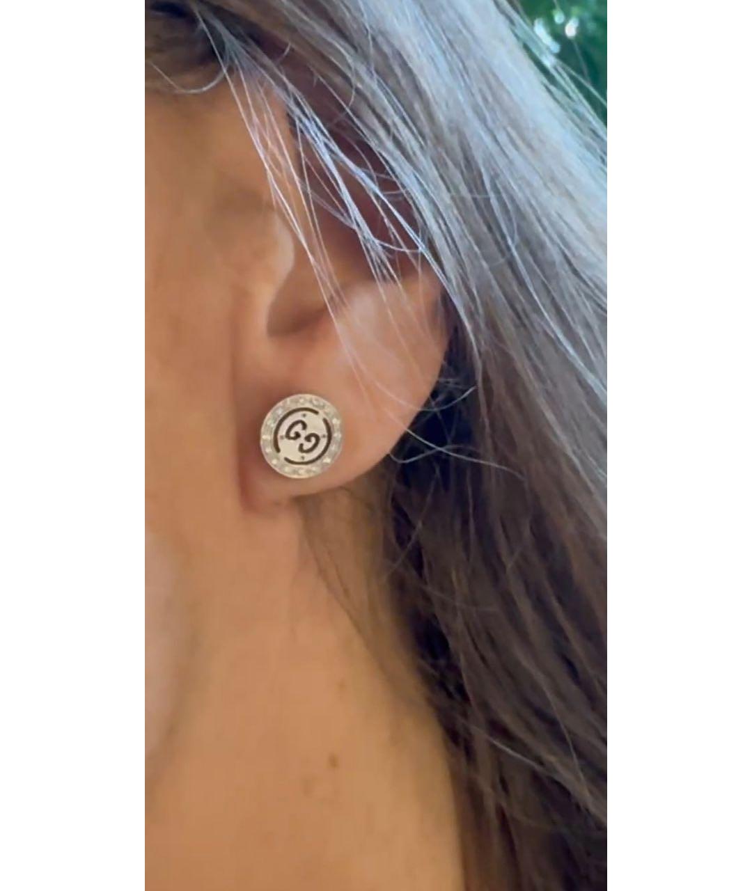 GUCCI Серебряные серьги из белого золота, фото 4