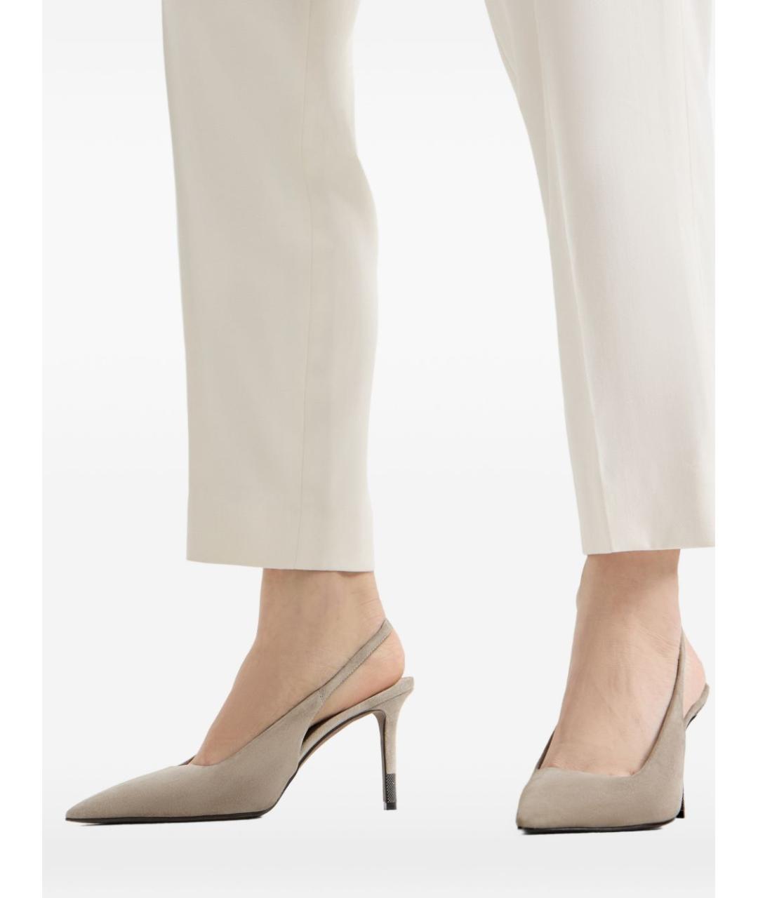 BRUNELLO CUCINELLI Бежевые кожаные туфли, фото 4