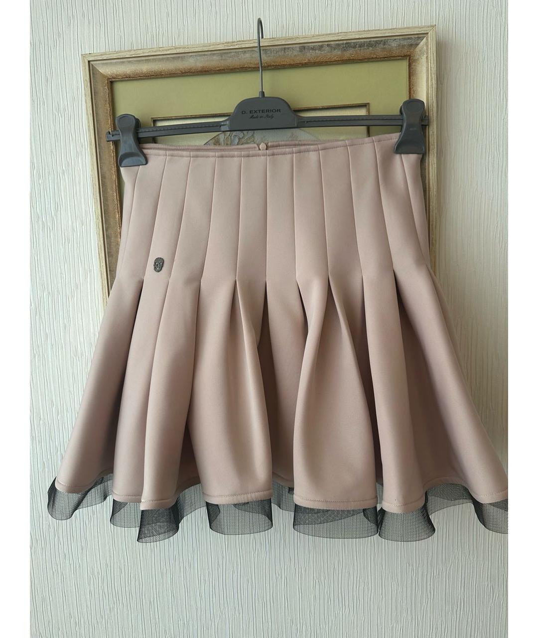 PHILIPP PLEIN Розовая полиэстеровая юбка мини, фото 9