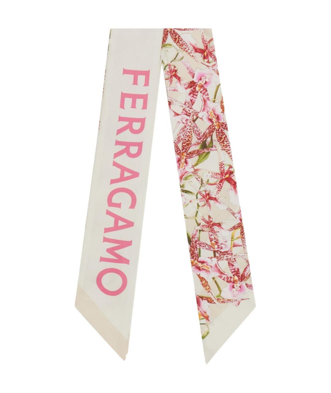 FERRAGAMO Розовый шелковый шарф, фото 1