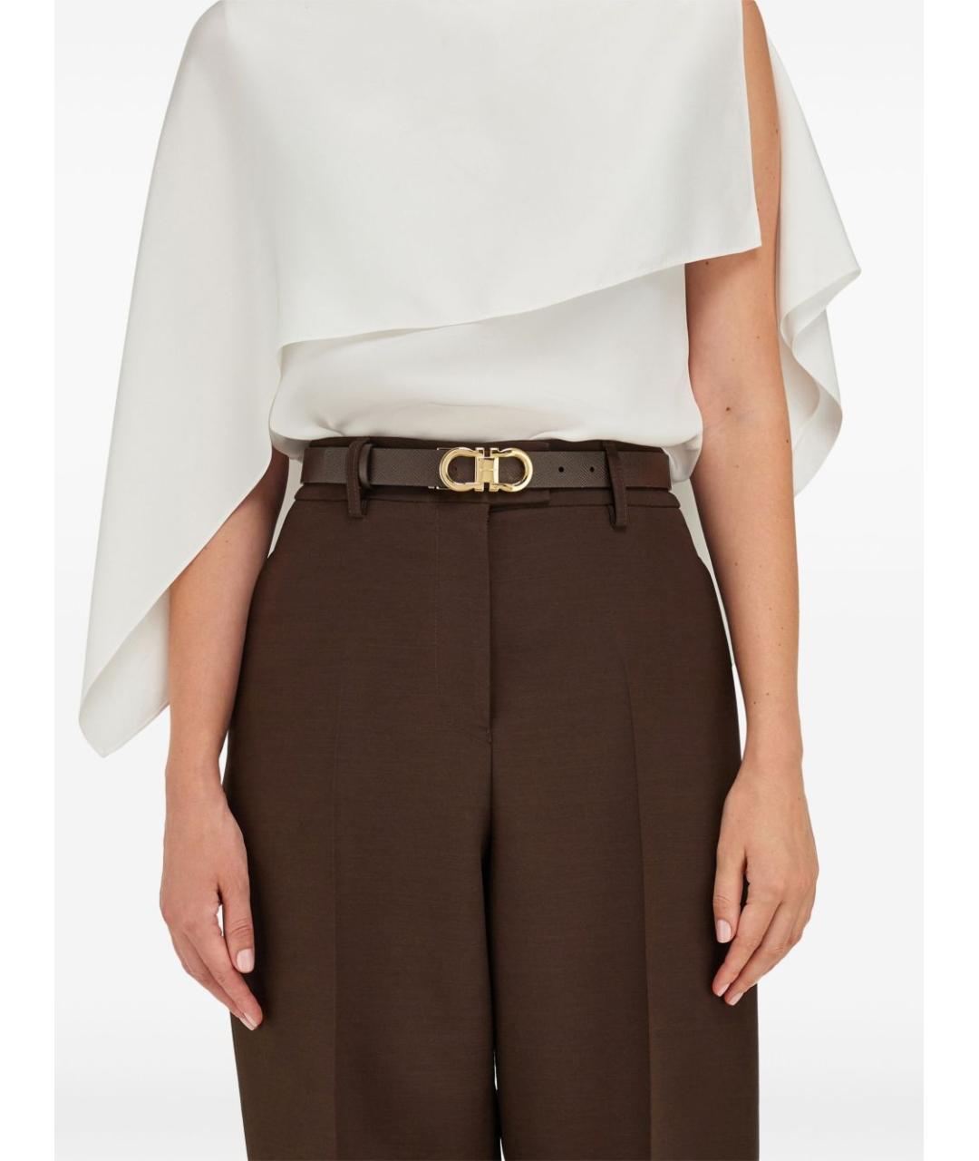 FERRAGAMO Коричневый кожаный ремень, фото 3