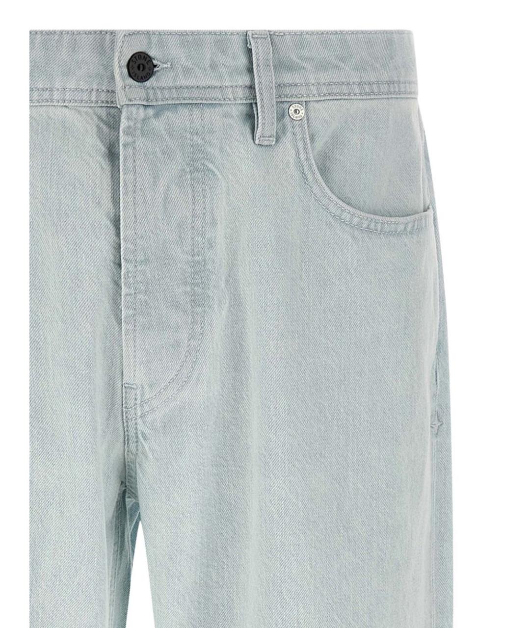 STONE ISLAND Синие хлопковые прямые джинсы, фото 2