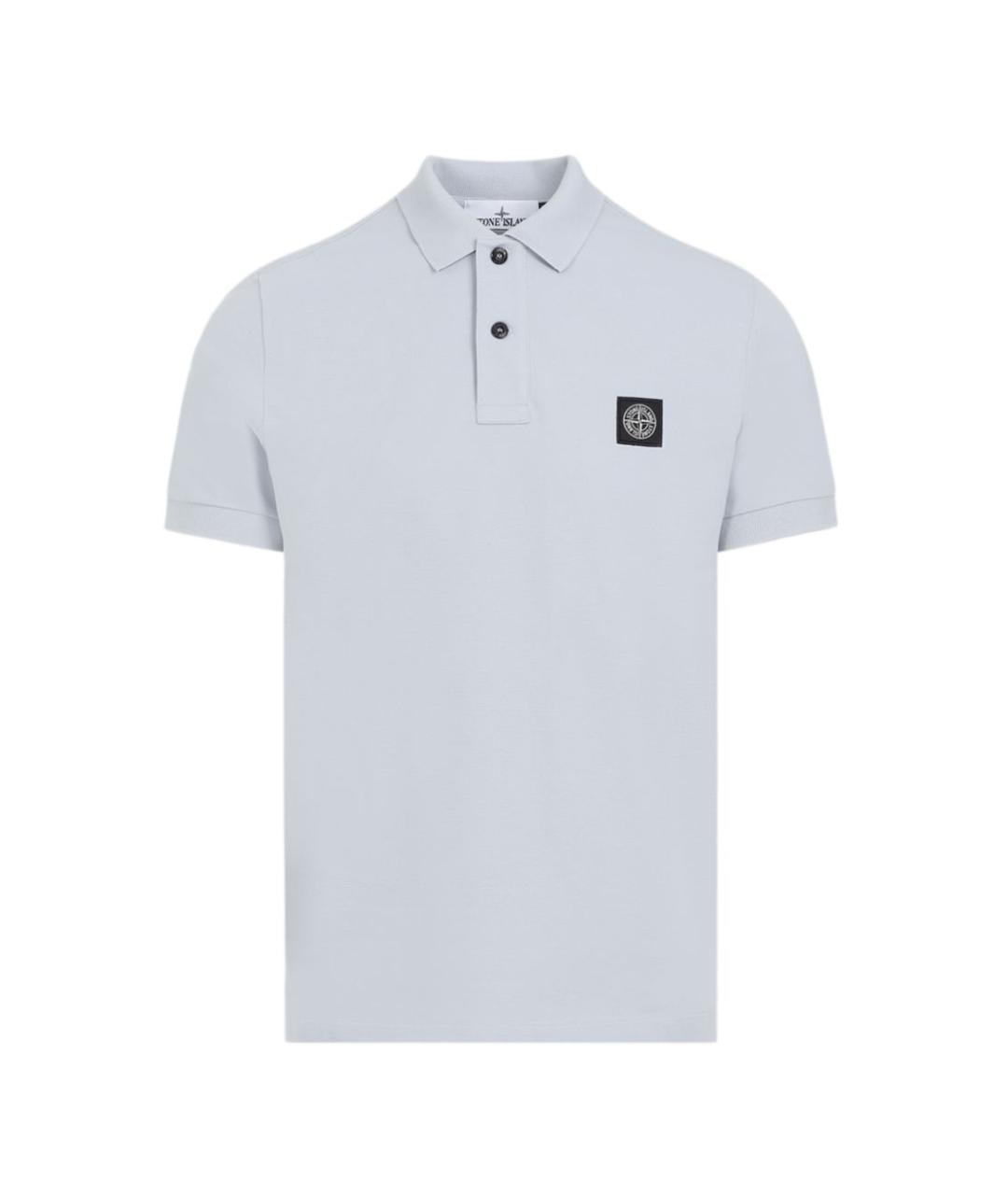 STONE ISLAND Голубое хлопковое поло с коротким рукавом, фото 1