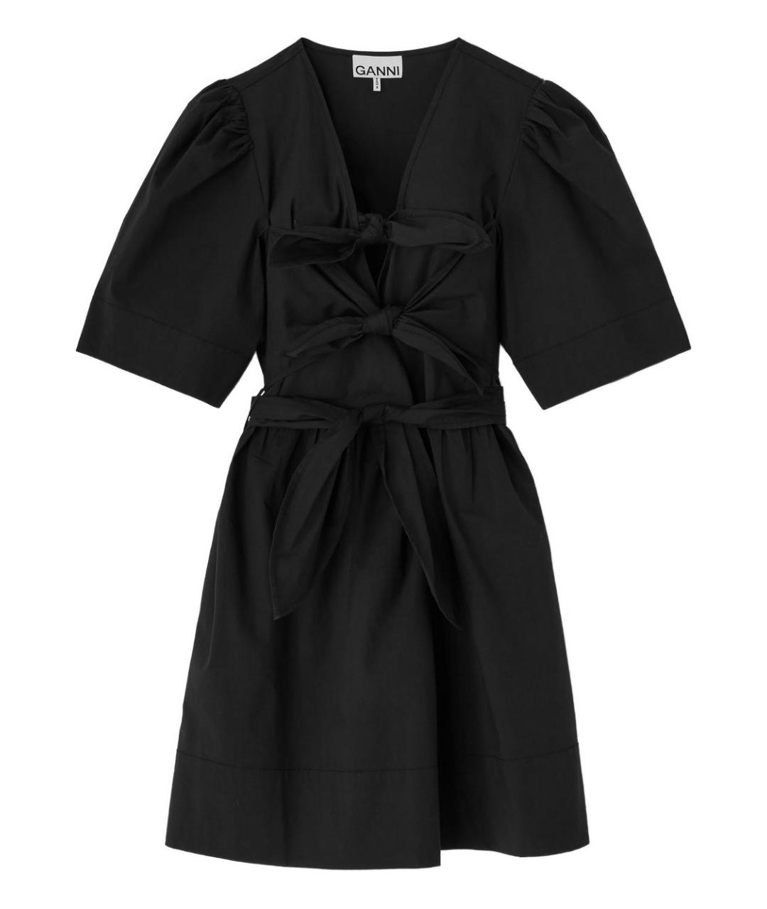GANNI Черное хлопковое повседневное платье, фото 1