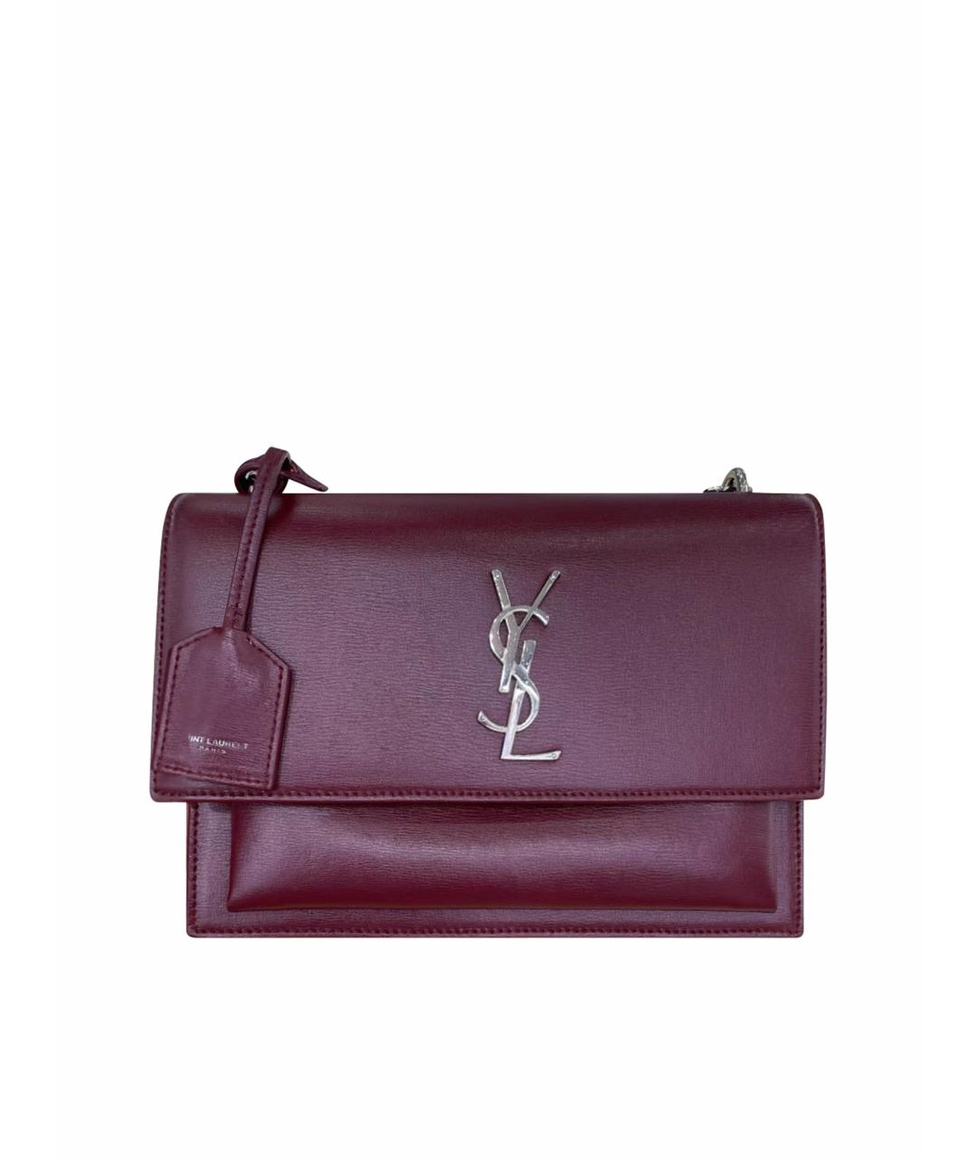 SAINT LAURENT Бордовая кожаная сумка через плечо, фото 1