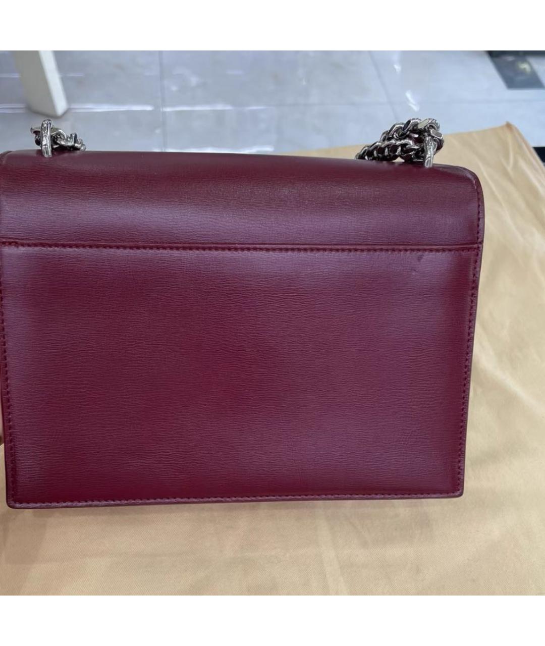 SAINT LAURENT Бордовая кожаная сумка через плечо, фото 2