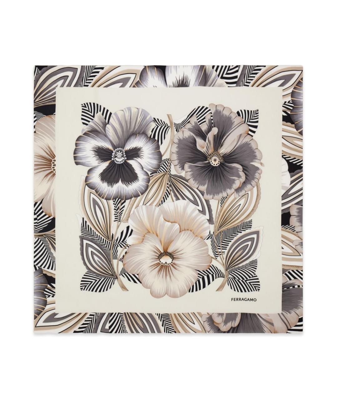 FERRAGAMO Черный шелковый шарф, фото 1