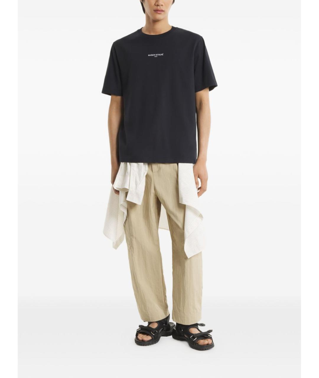 MAISON KITSUNE Черная хлопковая футболка, фото 5