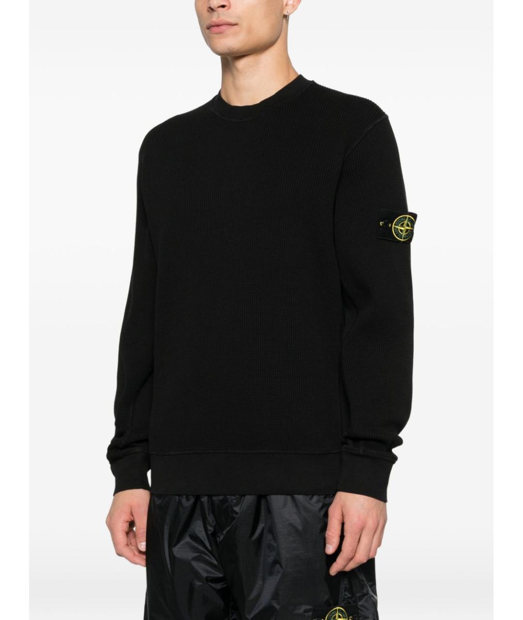 STONE ISLAND Черный хлопковый джемпер / свитер, фото 4