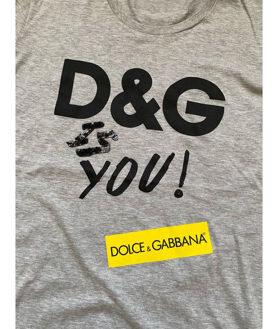 DOLCE&GABBANA Серая хлопковая футболка, фото 2
