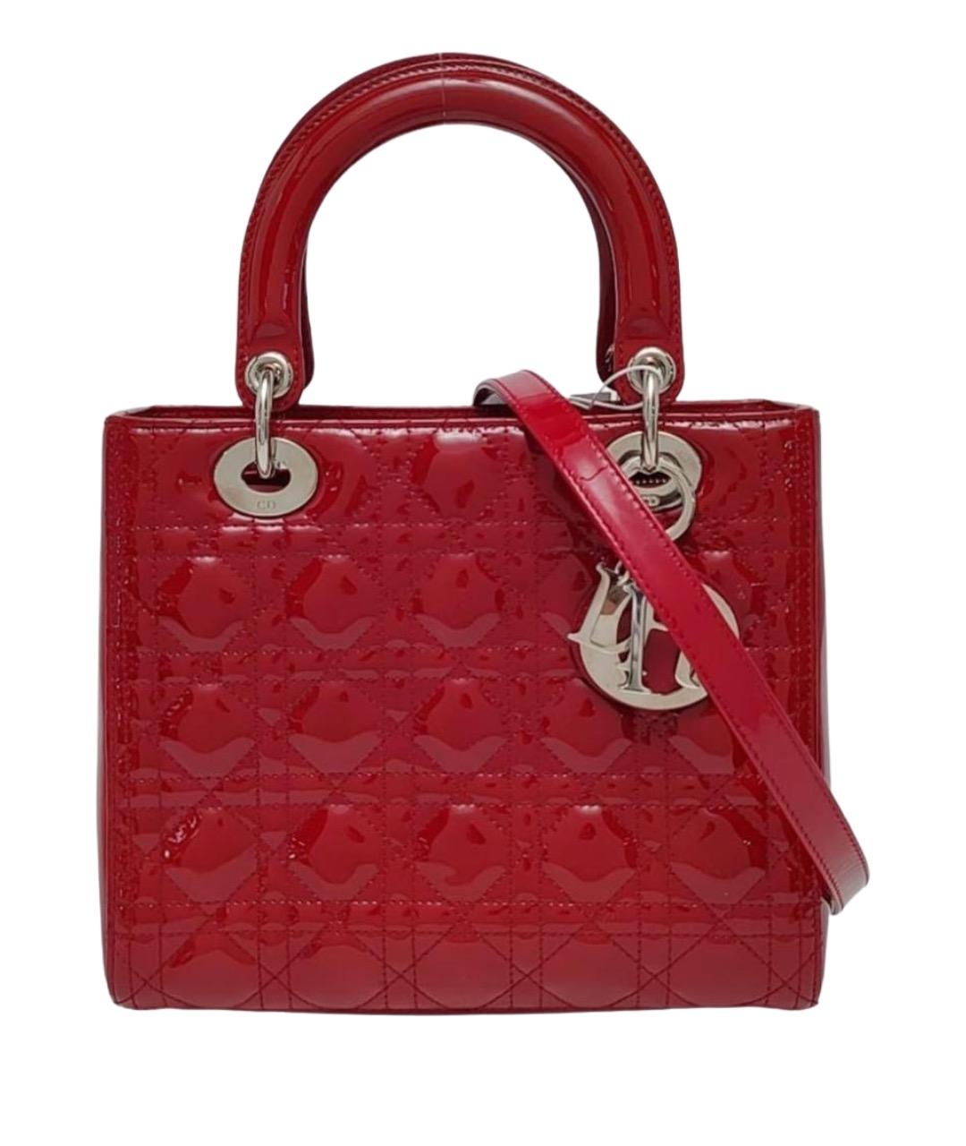 CHRISTIAN DIOR Красная сумка через плечо из лакированной кожи, фото 1