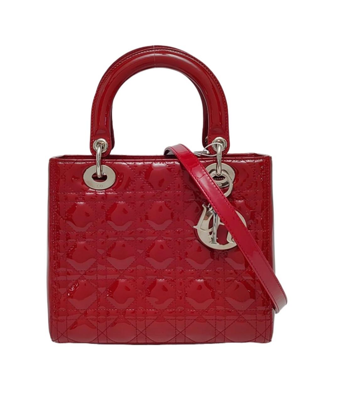 CHRISTIAN DIOR Красная сумка через плечо из лакированной кожи, фото 7