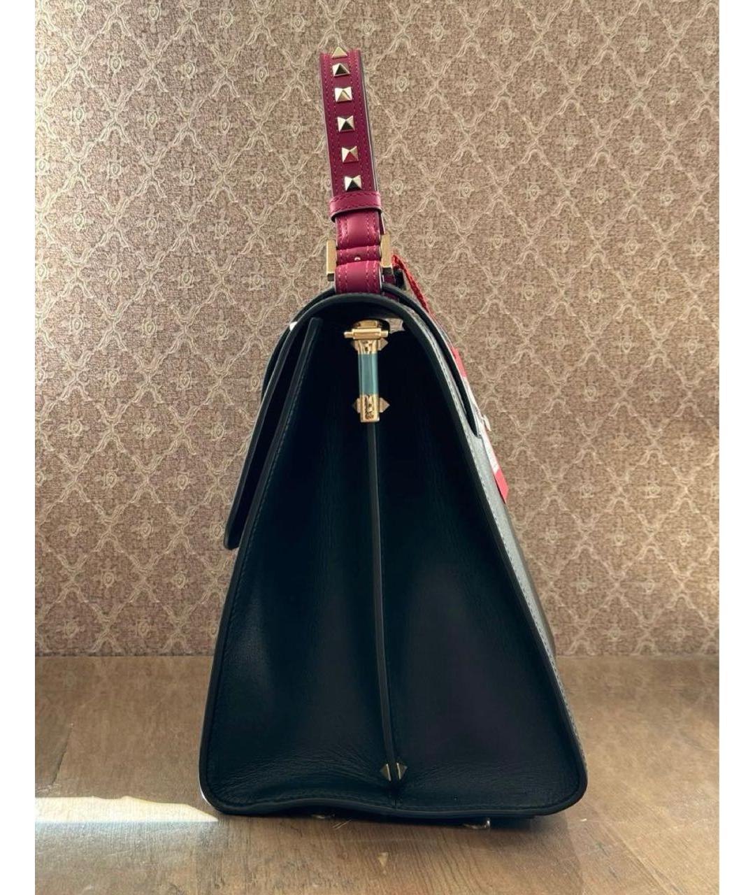 VALENTINO Черная кожаная сумка через плечо, фото 2
