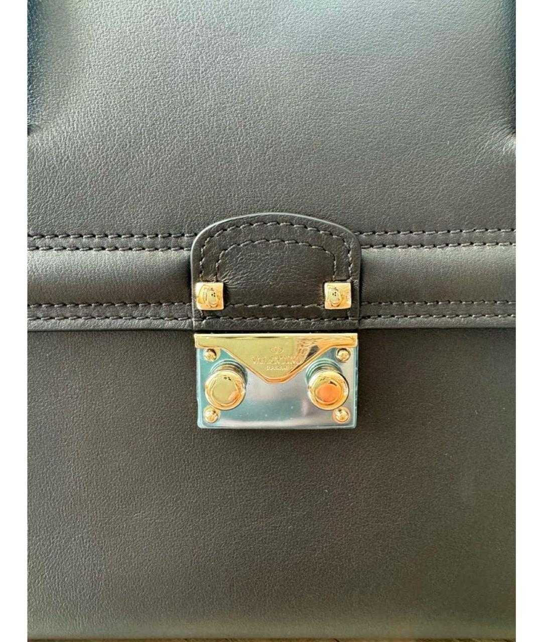 VALENTINO Черная кожаная сумка через плечо, фото 7