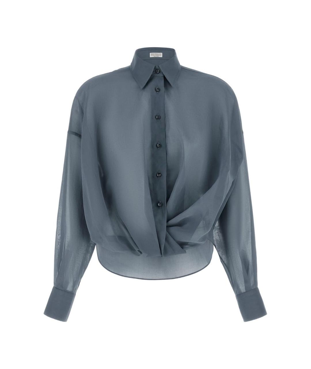 BRUNELLO CUCINELLI Синяя хлопковая рубашка, фото 1