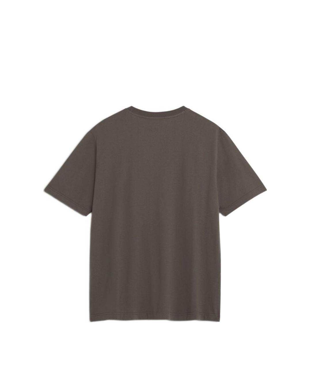 MAISON KITSUNE Коричневая хлопковая футболка, фото 4
