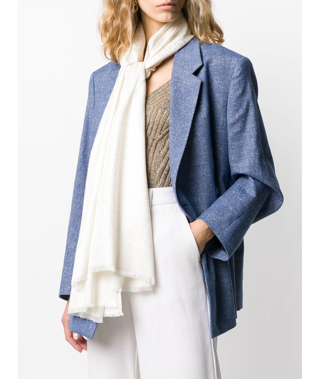 FERRAGAMO Бежевый шерстяной шарф, фото 3